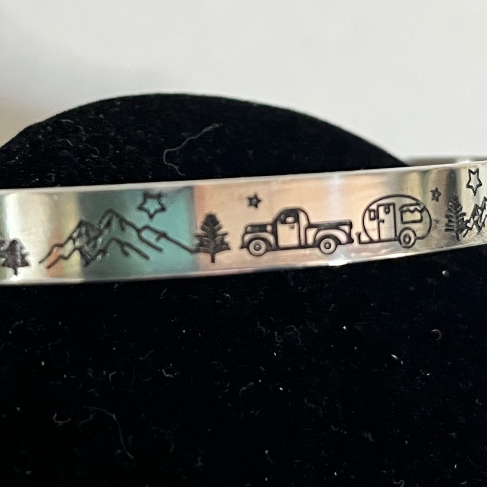 Happy Camper Wilderness Edition Cuff Bracelet - Aluminum - Brand New - Picture 7 of 15